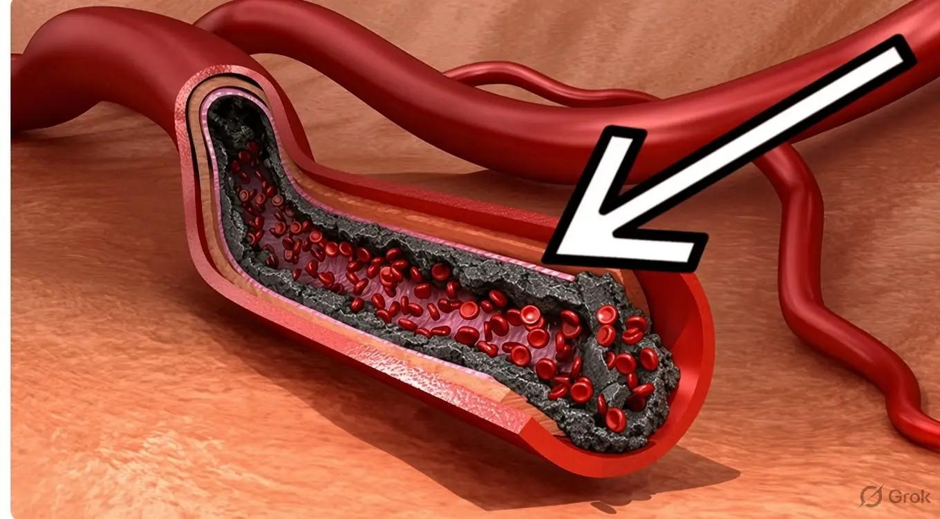 Illustrative image of a pipe clogged with cement, representing the blockage and buildup described in the mechanism presented in the video.